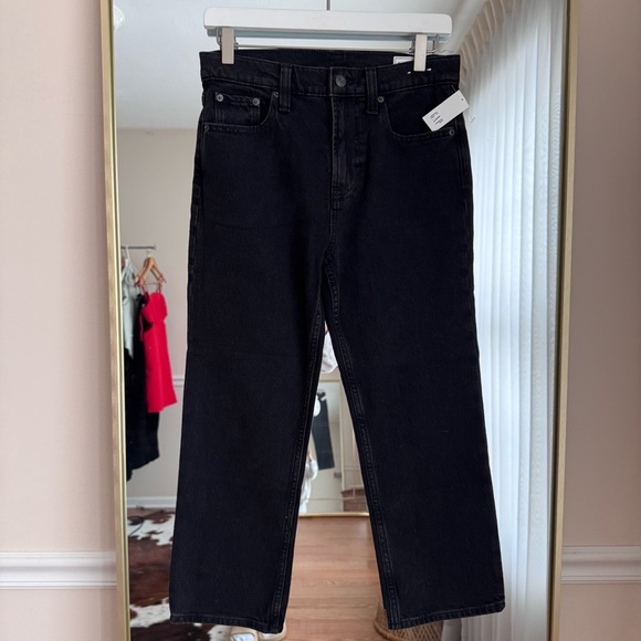 GAP Denim - GAP Washed Black Denim 90’s Straight Cropped High Rise Jeans Size 27/4 PETITE